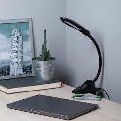 Настольный светильник ЭРА NLED-478-8W-BK светодиодный на прищепке черный | Светодиодные настольные лампы