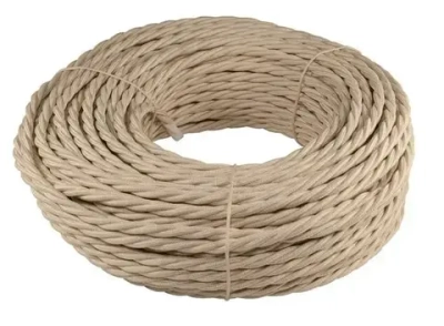 Ретро провод, витой кабель 10 метров 3x2.5 Retrika, слоновая кость, RP-32506-10