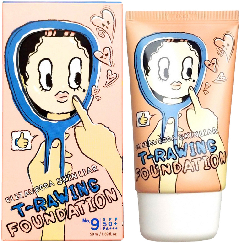 Elizavecca Skin Liar T-Rawing Foundation SPF50+PA+++ легкий тональный крем тон 9 (светлый бежевый с розовым подтоном)