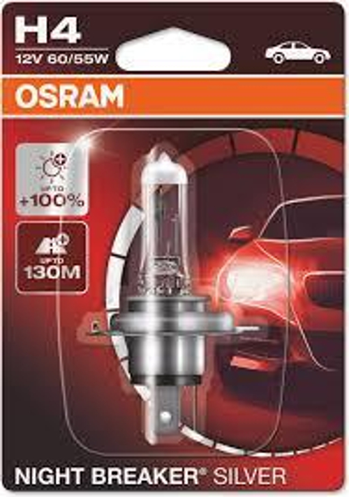 Автолампа 12V H4 55W Osram Night Breaker Silver +100%