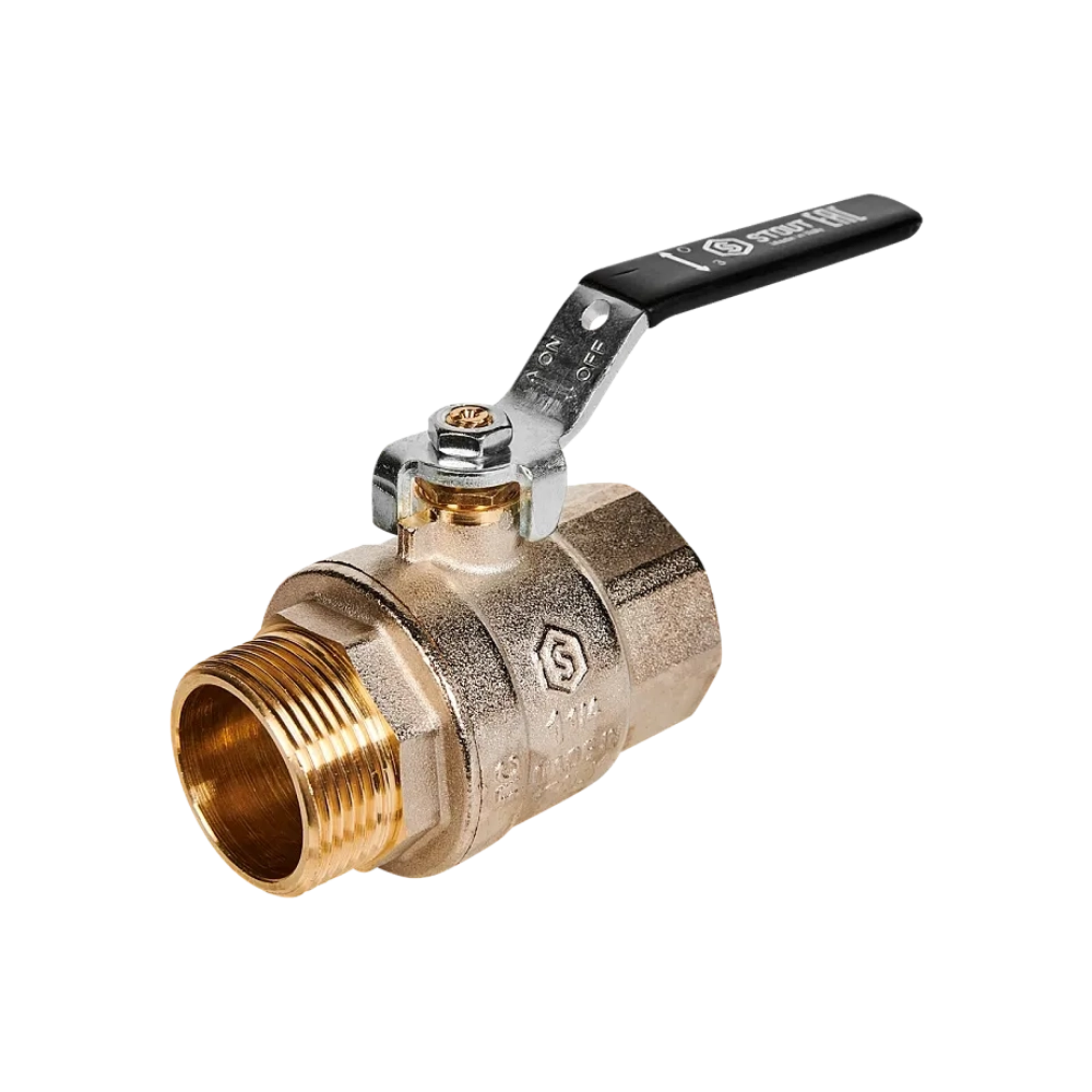 Кран шаровой полнопроходной STOUT - 1"1/4 (НР/ВР, PN40, Tmax 150°C, ручка-рычаг черная)