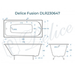 Ванна чугунная Delice Fusion 170х70 с отверстиями под ручки и антискользящим покрытием DLR230647R-AS