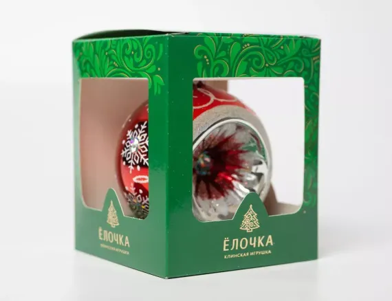 С2250/1 Стеклянный шар Прелесть 85 мм., красный, Ёлочка