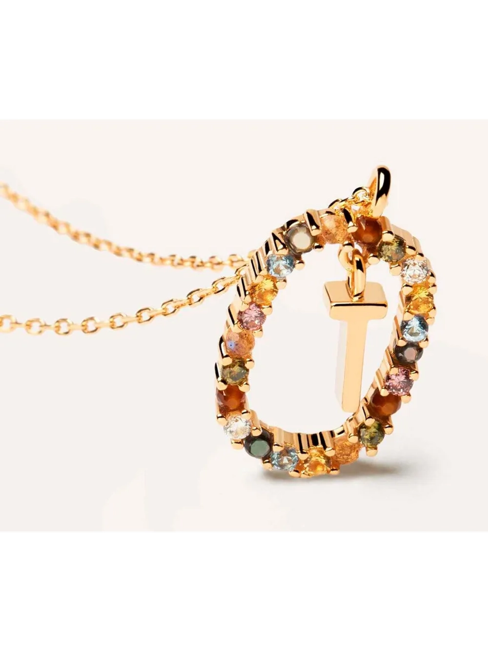 Колье Буква T серебро 925 пробы покрытое золотом