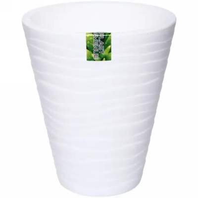 Кашпо для цветов пластиковое 5,2л d-21,5см «Валенсия» со вставкой белый
