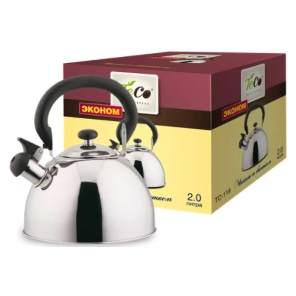 Чайник из нержавеющей стали 2л со свистком «TECO» TC-119