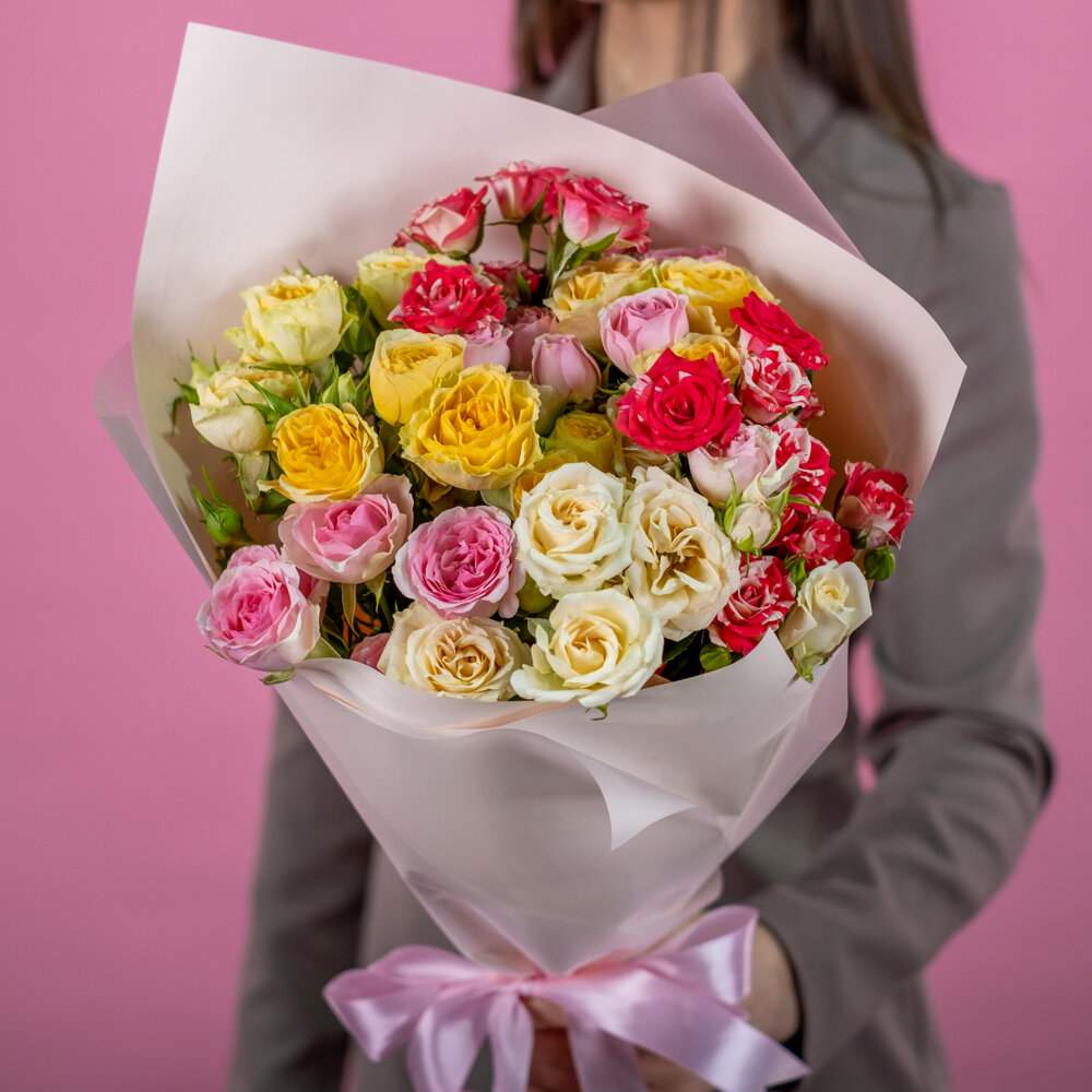 Букет «9 кустовых роз микс» (Кения)
