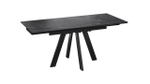 Стол кухонный обеденный раздвижной Черный муар/Керамика матовая черный мрамор 120(180)х80х77 см
