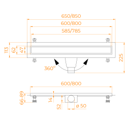 Душевой лоток Drain Leo-21 (800)
