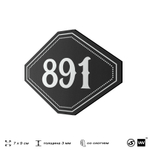 Номерок на дверь квартиры 891, для кабинета, офиса, шильдик 9 х 7 см, черный, Айдентика Технолоджи