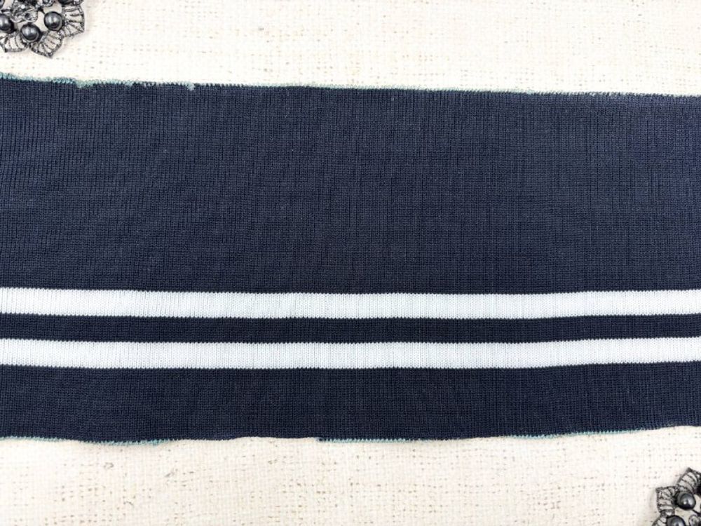 Подвязы трикотажные, ш. 14 см, L 123 см, тёмно-синий с белым