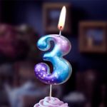 Свеча Цифра, 3 Космос, Градиент, 4,3 см, 1 шт.