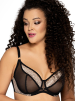 Бюстгальтер с чашками plus size с сеткой и контрастным кружевом (Размер: 75K) (Цвет: черный)