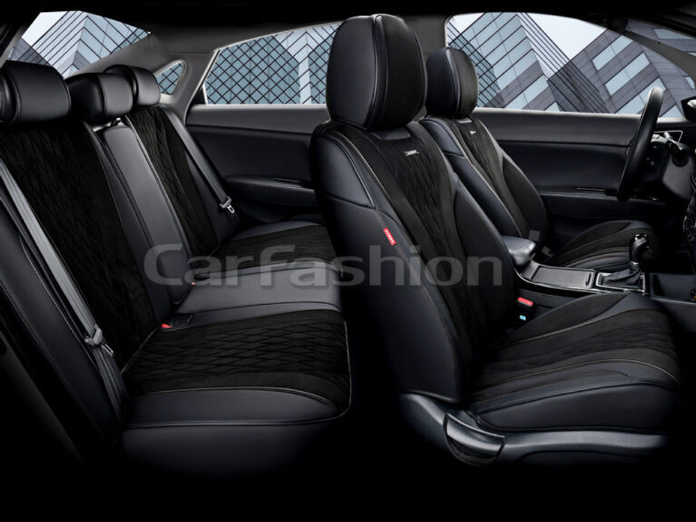 Чехлы на сидения CarFashion каркас 5D«SYMBOL PLUS» 27250 -Экокожа черный/черный/черный