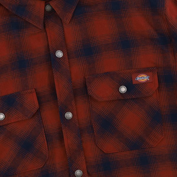 Куртка Dickies Flannel Hooded Shirt Jacket (dark navy/brick ombre) артикул:AfSjRR5igxcbqoWy2GQYY2 - купить в магазине Дайс