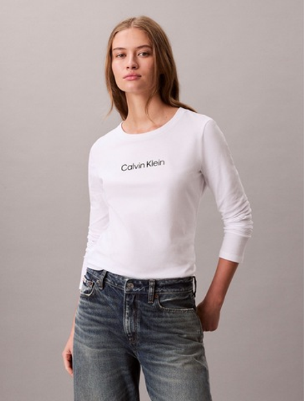 Лонгслив Calvin Klein Standard Logo Slim Brilliant White