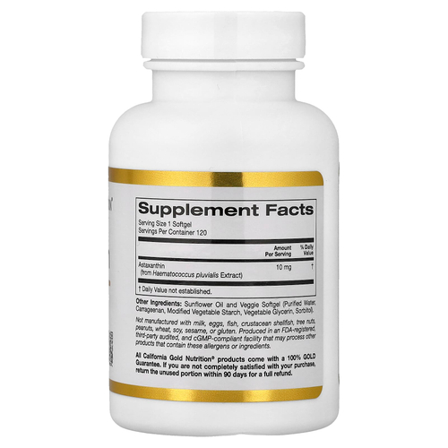 California Gold Nutrition, астаксантин, 10 мг, 120 вегетарианских капсул