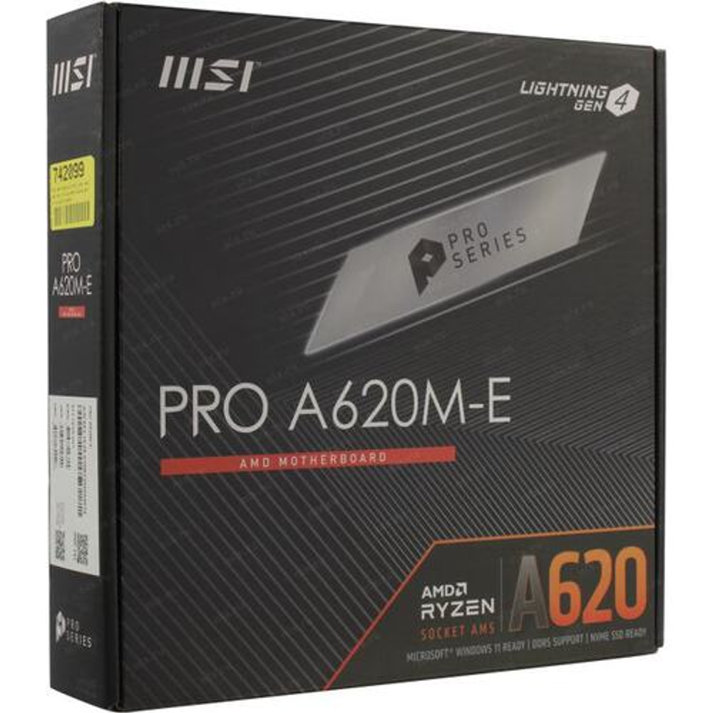 Мат. плата MSI PRO A620M-E SocketAM5 AMD A620 2xDDR5 RAID+VGA+HDMI  mATX AC`97 8ch(7.1) GbLAN