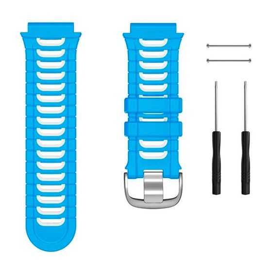 Ремешок для Garmin Forerunner 920XT силиконовый двухцветный (Голубой/белый)