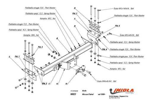 Фаркоп IMIOLA N.023 Nissan Patrol 1998-2010(паспорт и сертификат в комплекте)(без электрики)
