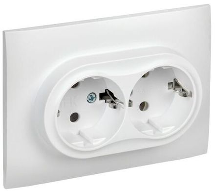 Розетка 2-м SKANDY 16А с заземл. без защ. шторок в сборе SK-R08W арктич. бел. IEK SK-R21-16-K01-F