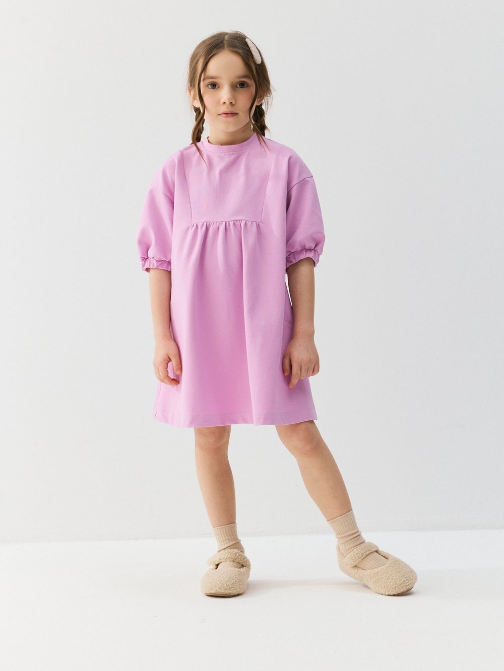 Платье из джинскота "Сиреневый крокус"