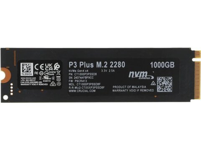 SSD накопитель Crucial P3 Plus 1ТБ, M.2 2280, PCIe 4.0 x4, NVMe [CT1000P3PSSD8]