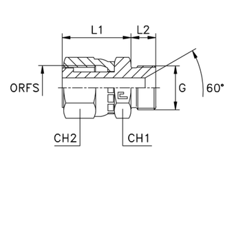 Адаптер AS D22-25 ORFS 1.7/16 - BSP 1.1/4