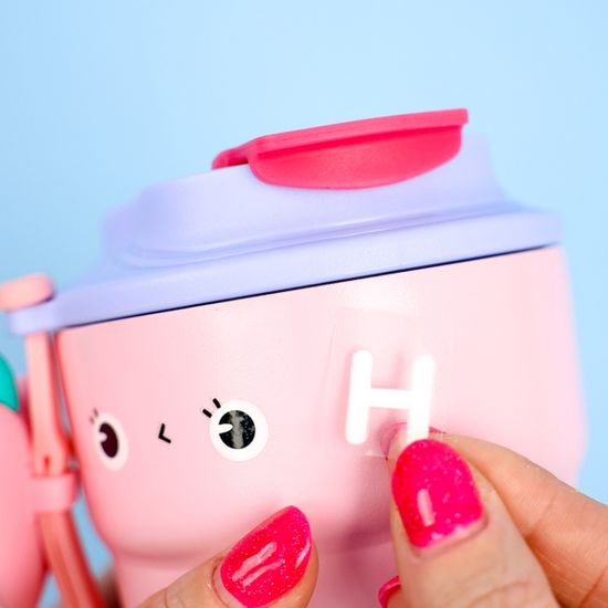 Термос Happy Funny party с сердечком, розовый, 450мл