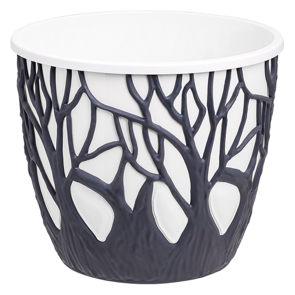 Кашпо для цветов пластиковое 3,5л d-19,5см «Форест» Антрацит/Белый