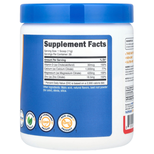 Nutricost, Кальций, магний и цинк с витамином D3, фруктовый пунш, 336 г (12 унций)