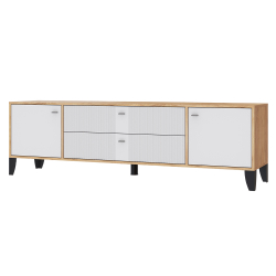 Тумба под телевизор Парус-10, Дуб крафт золотой, Карбон фарфор