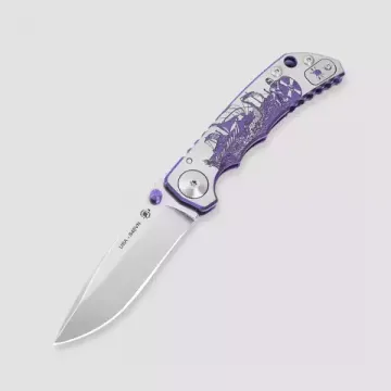 Нож Spartan Blades Harsey Long Boad, сталь S45VN, рукоять - титан, фиолетовая гравировка
