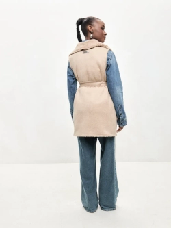 Безрукавка удлиненная эко мех эко замша оверсайз