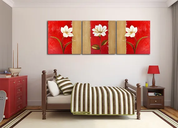 Модульная картина "триптих цветы"