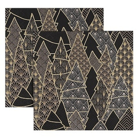 Сервировочные салфетки, Золотые Ели, Черный, 33*33 см, 20 шт.