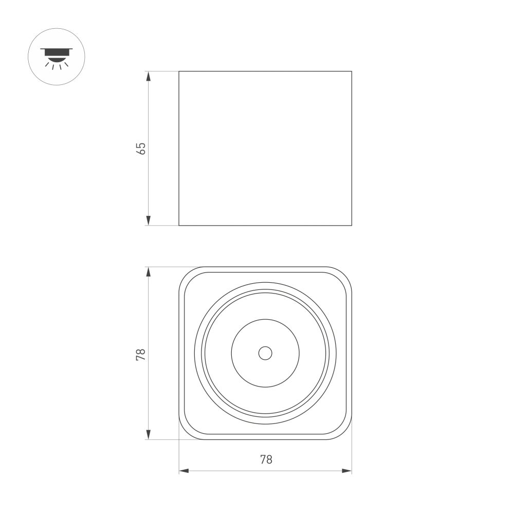 Светильник SP-DICE-S78x78-10W Day4000 (WH, 24 deg, 230V) (Arlight, IP54 Металл, 5 лет) 046634