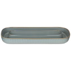 МЕНАЖНИЦА ОВАЛЬНАЯ 2 СЕКЦИИ BRONCO "SOUL KITCHEN" 30*11,5*3,5 СМ СИНЯЯ (КОР=32ШТ.)