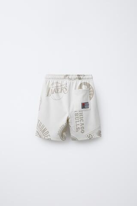 ZARA ШОРТЫ-БЕРМУДЫ INTERLOCK С ПРИНТОМ NBA ©, БЕЖЕВЫЙ