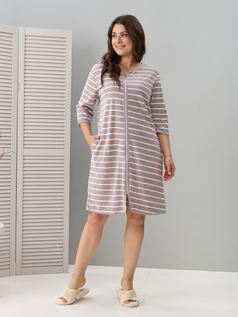 Халат Хм-562/бежевый-полоса-и