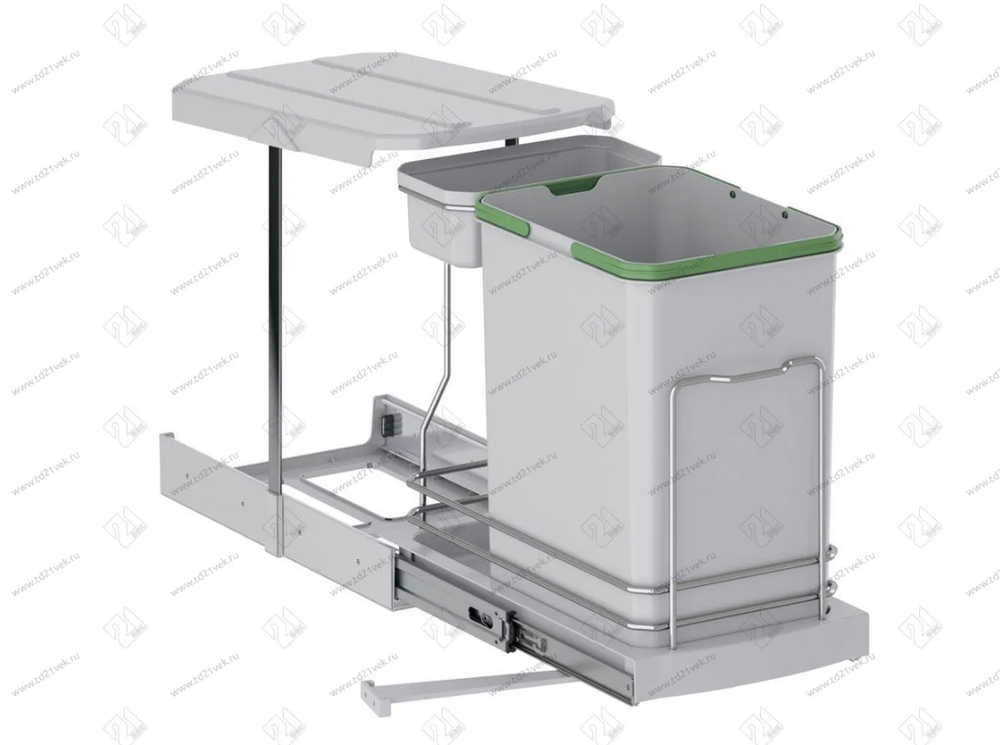 S-2391-G Мусорное ведро Starax 16+1л. шир. 400 (260x440x400) серый