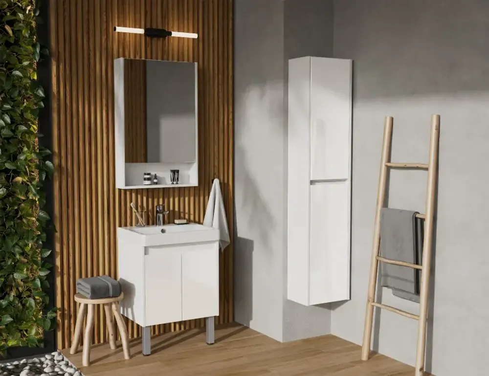 Комплект Aquaton Сканди Doors 55 белый (тумба + раковина Адриана)