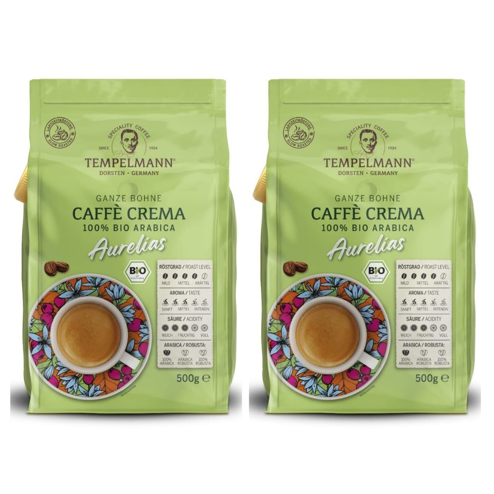 Кофе в зернах Tеmpelmann Caffe Crema Aurelias 500 г x 2 шт