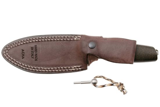 Нож Lion Steel ACHA - сталь M390, рукоять микарта, ножны кожа AH BLGR