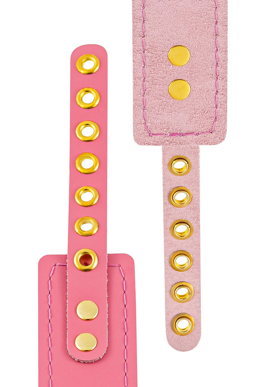 Розовый кожаный однослойный ошейник с прошивкой (Цвет: розовый)