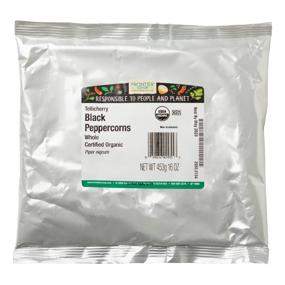 Frontier Co-op, органический черный перец горошком, цельный, 453 г (16 унций)