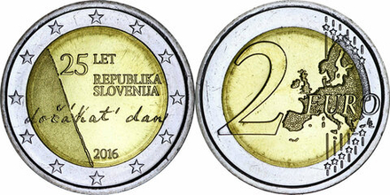 Словения 2 евро, 2016 25 лет Независимости UNC