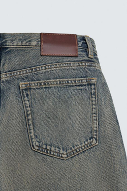 ZARA ДЖИНСЫ STRAIGHT FIT СО ШВАМИ, СИНИЙ