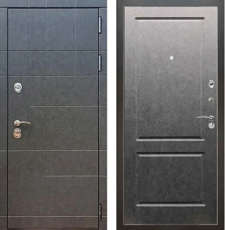 Входная металлическая дверь с зеркалом ReX (РЕКС) 21 Штукатурка графит / ФЛ-117 штукатурка графит