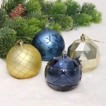 Новогодние шары «Волшебный вальс» 8 см (набор 12 шт), Сапфир/Золото